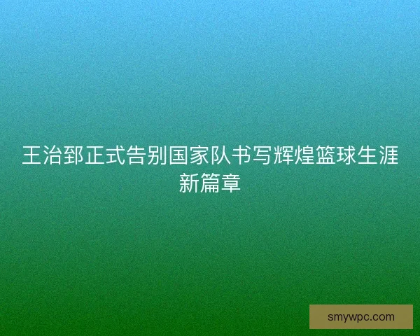 王治郅正式告别国家队书写辉煌篮球生涯新篇章