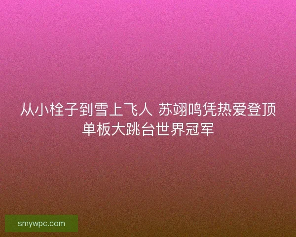 从小栓子到雪上飞人 苏翊鸣凭热爱登顶单板大跳台世界冠军