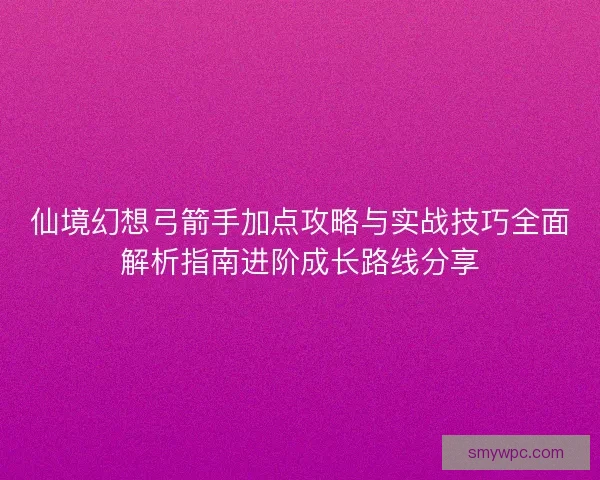 仙境幻想弓箭手加点攻略与实战技巧全面解析指南进阶成长路线分享